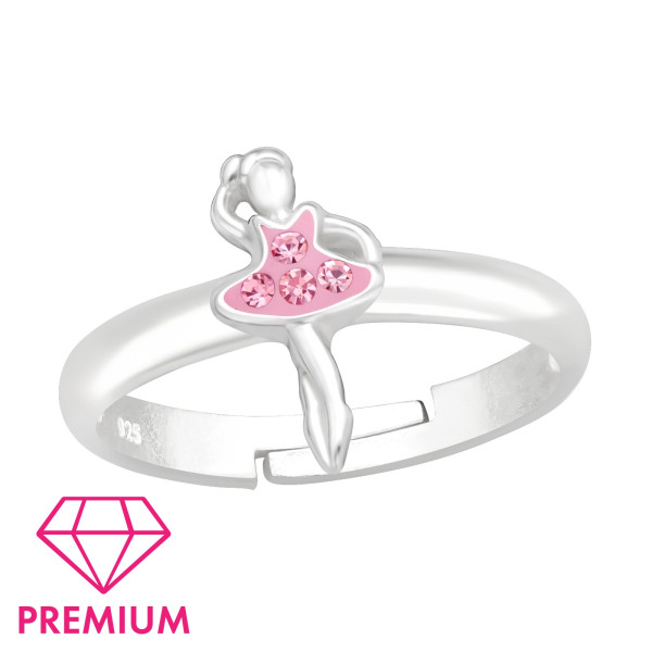 Pink balerinás állítható gyerek prémium ezüst gyűrű Pink balerinás állítható gyerek prémium ezüst gyűrű
