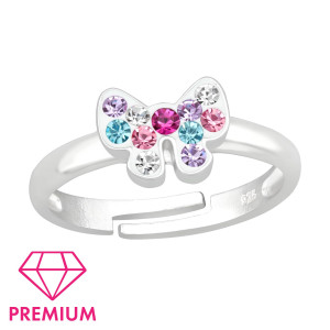 Masnis szép kristály prémium állítható 925 ezüst gyerek gyűrű