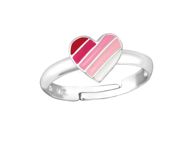 Pink szíves 925 ezüst kislány gyűrű, állítható Pink szíves 925 ezüst kislány gyűrű, állítható