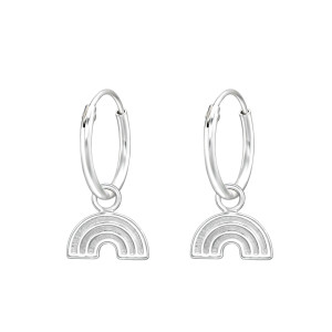 Szivárvány gyerek fülbevaló, karika, 925 ezüst