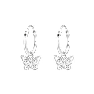 Lepke egyszerű gyerek fülbevaló, karika, 925 ezüst