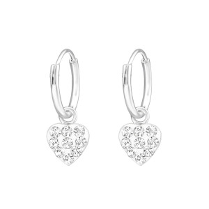 Piros szív ezüst karika kislány fülbevaló