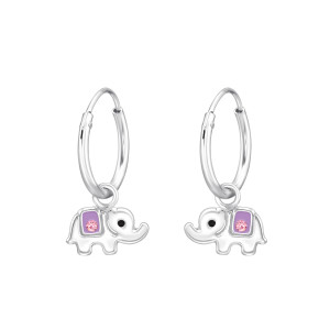 Elefánt gyerek fülbevaló, karika, 925 ezüst