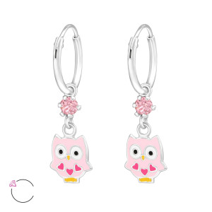 Kristály baglyos karika kislány fülbevaló