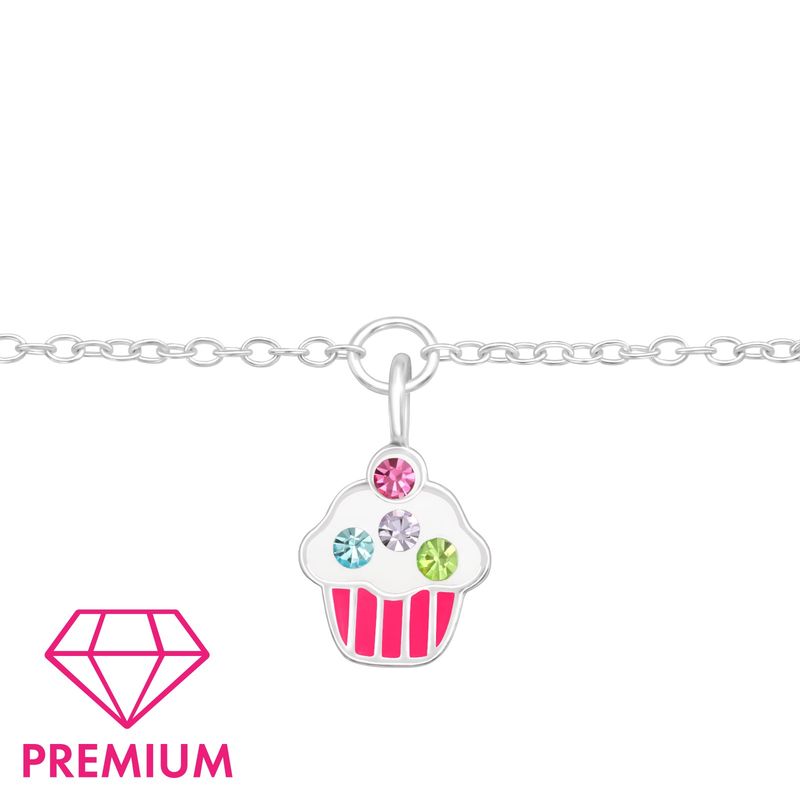 Muffin cupcake gyerek prémium ezüst karkötő - 18 cm