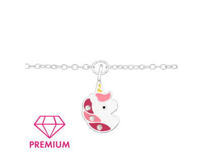 Egyszarvú fejes pink gyerek prémium ezüst karkötő - 18 cm Egyszarvú fejes pink gyerek prémium ezüst karkötő - 18 cm