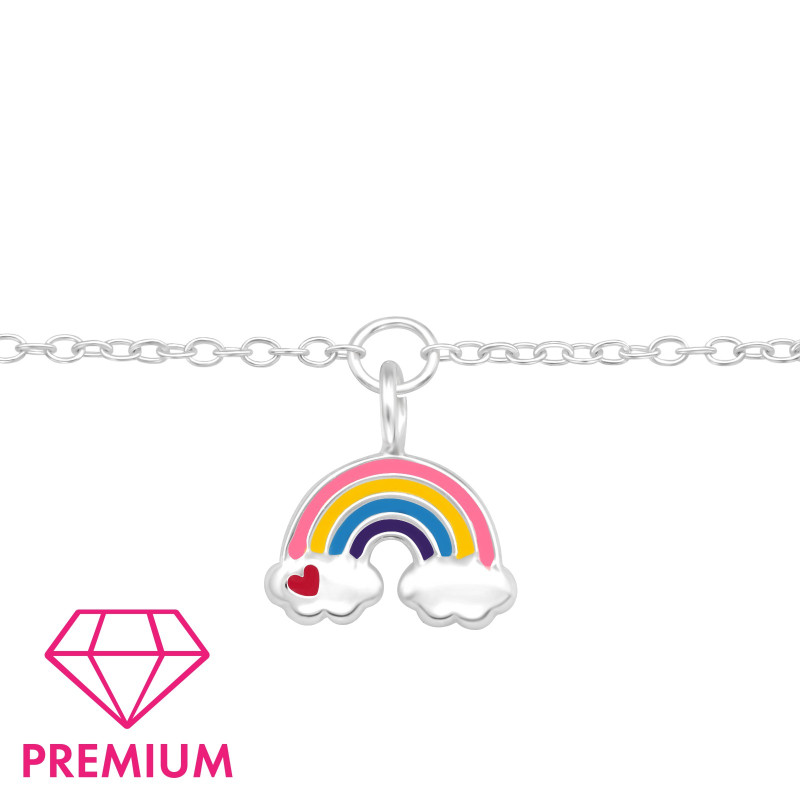 Szivárvány felhővel szívvel gyerek prémium ezüst karkötő - 18 + 4 cm