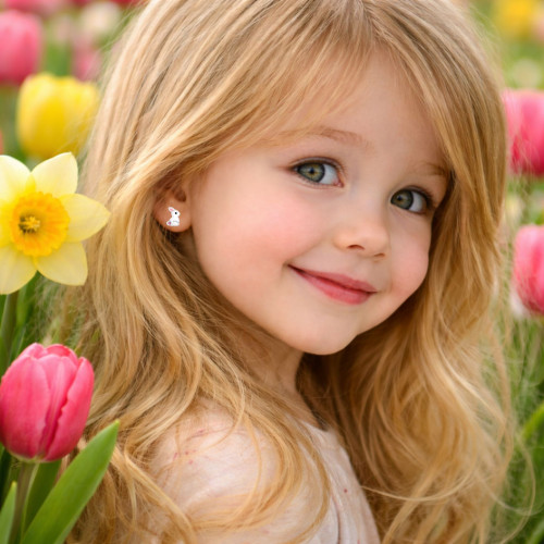 Nyuszika gyerek fülbevaló 925 ezüst