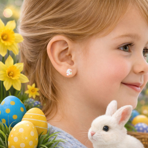 Nyuszis fülbevaló ezüst, Húsvéti ajándék kislánynak