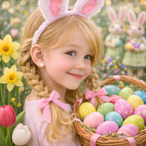 Nyuszi virággal lány fülbevaló