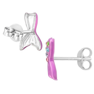 Lila Sellő gyerek stift 925 ezüst kristály fülbevaló