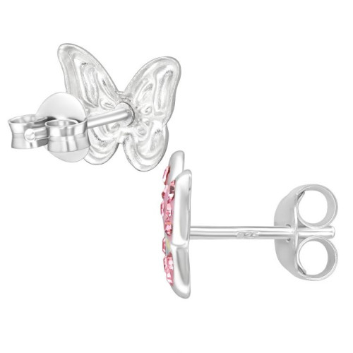 Pillangó kristály ezüst gyerek stift fülbevaló