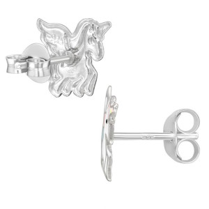 Unikornis csillámos szárnyas ezüst stift gyerekfülbevaló