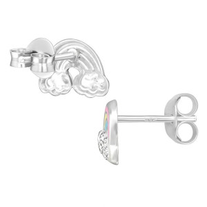 Pasztel szivárványos ezüst gyerek stift fülbevaló