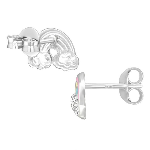 Pasztel szivárványos ezüst gyerek stift fülbevaló - 1 pár Pasztel szivárványos ezüst gyerek stift fülbevaló - 1 pár