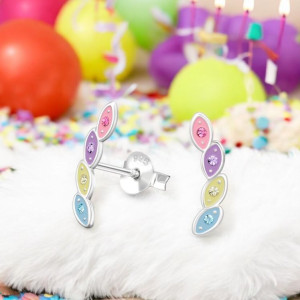 Színes levelek gyerek stift kristály fülbevaló 925 ezüst