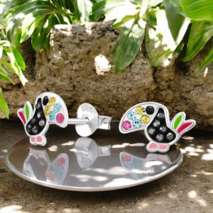 Tukán madár gyerek stift kristály fülbevaló 925 ezüst