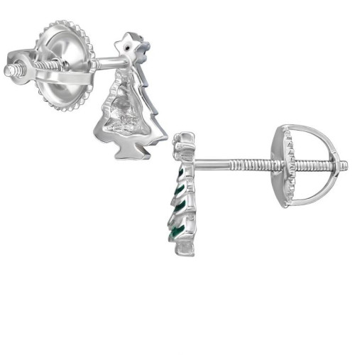 Fenyőfa csavaros záras stift gyerek fülbevaló, 925 ezüst