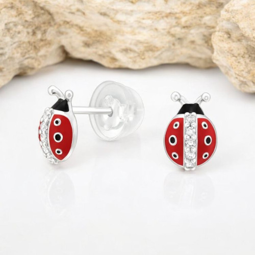 Katicabogár prémium stift gyerek ezüst fülbevaló