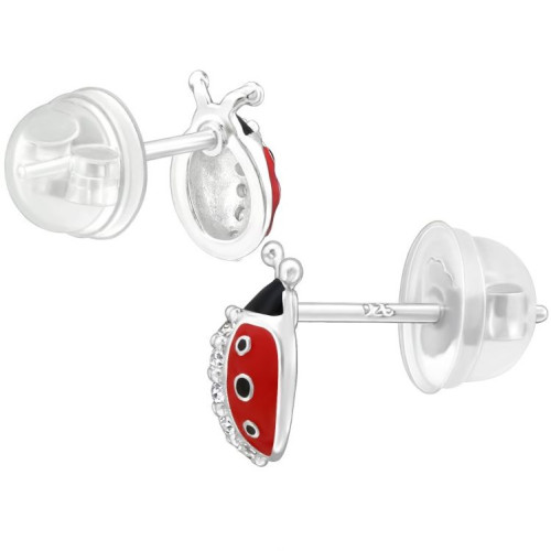 Katicabogár prémium stift gyerek ezüst fülbevaló