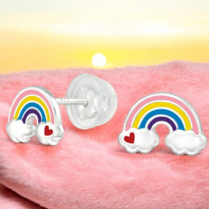 Szivárvány gyerek prémium stift fülbevaló 925 ezüst