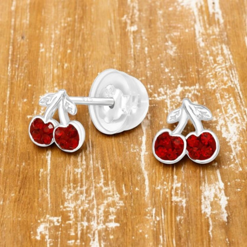 Cseresznye Óvis jel gyerek prémium stift fülbevaló 925 ezüst