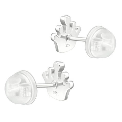 Pink korona gyerek prémium stift fülbevaló 925 ezüst