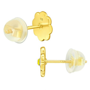 Százszorszép virág aranyozott gyerek prémium ezüst stift fülbevaló