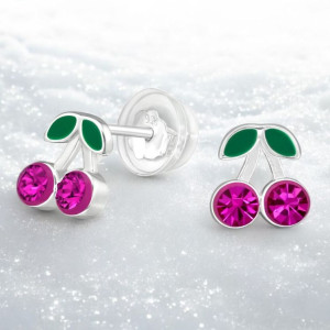 Cseresznye gyerek prémium ezüst stift fülbevaló