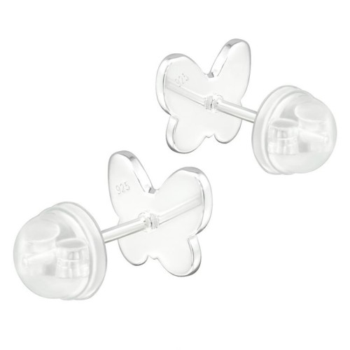 Pillangó, pink, ságra gyerek prémium stift fülbevaló 925 ezüst