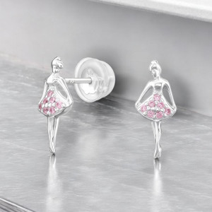 Balerina ezüst prémium gyerek stift fülbevaló