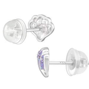 Lila Kagyló gyerek prémium stift fülbevaló 925 ezüst