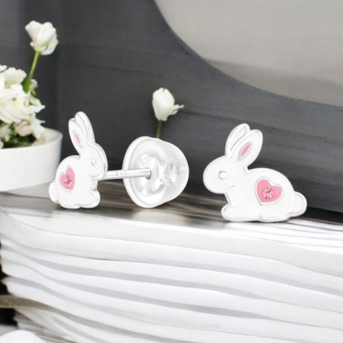 Nyúl gyerek prémium stift fülbevaló 925 ezüst