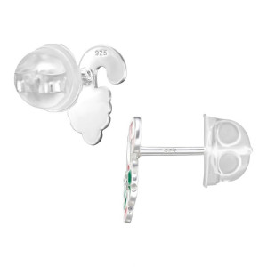 Karácsonyi nyalóka, cukorka, kristállyal gyerek prémium stift ezüst fülbevaló