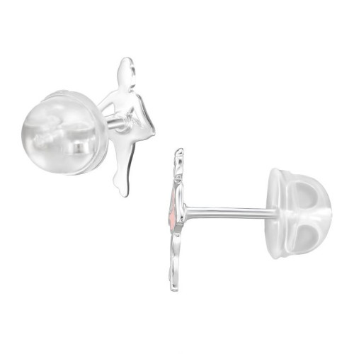 Balerina rózsaszín gyerek prémium stift ezüst fülbevaló