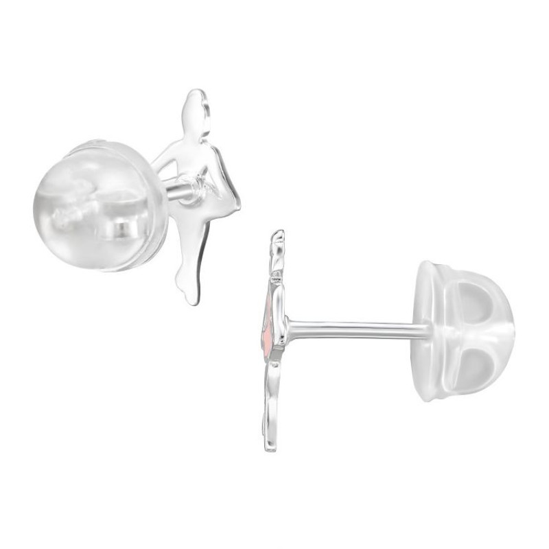 Balerina rózsaszín gyerek prémium stift ezüst fülbevaló