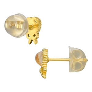 Masni Szívvel gyerek prémium stift fülbevaló 925 ezüst, 24k aranyozott