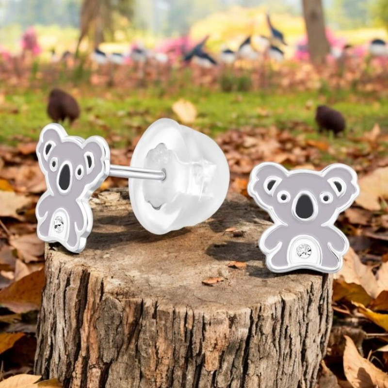 Koala prémium gyerek ezüst stift fülbevaló