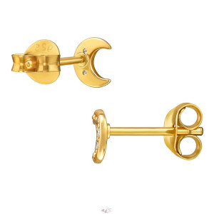 Hold gyerek gyémánt fülbevaló, 925 ezüst + 24k aranyozott