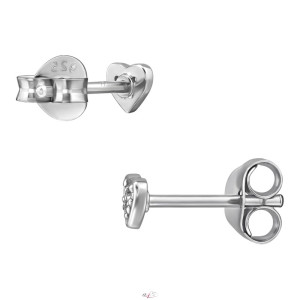 Szív gyerek gyémánt fülbevaló, 925 ezüst