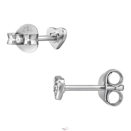 Szív gyerek gyémánt fülbevaló, 925 ezüst