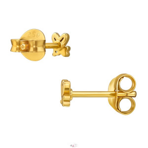 Szívek baba gyémánt kislány fülbevaló, 925 ezüst + 24k aranyozott