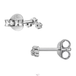 Három virágos baba gyémánt kislány fülbevaló, 925 ezüst