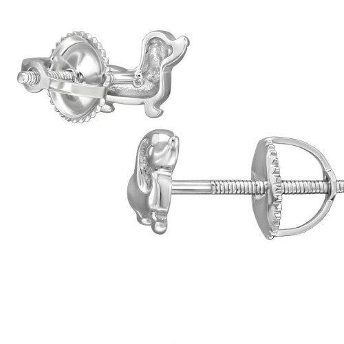Tacskó kutyás csavaros biztonságos stift gyerek fülbevaló, 925 ezüst