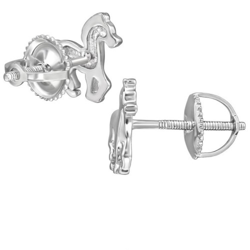 Lovas csavaros biztonságos stift gyerek fülbevaló, 925 ezüst