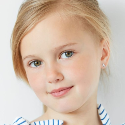 Lovas csavaros biztonságos stift gyerek fülbevaló, 925 ezüst