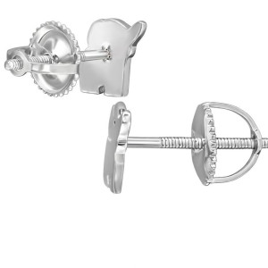 Elefántos csavaros biztonságos stift gyerek fülbevaló, 925 ezüst