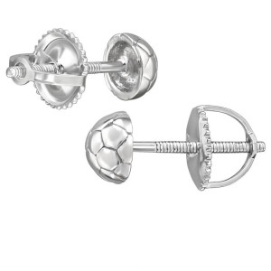 Focilabda csavaros záras stift gyerek fülbevaló, 925 ezüst