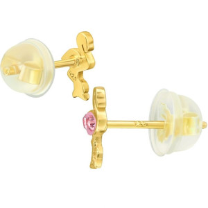 Flamingó gyerek prémium stift fülbevaló 925 ezüst, 24k aranyozott