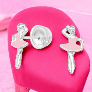 Kislány fülbevaló, Balerina gyerek prémium stift fülbevaló 925 ezüst